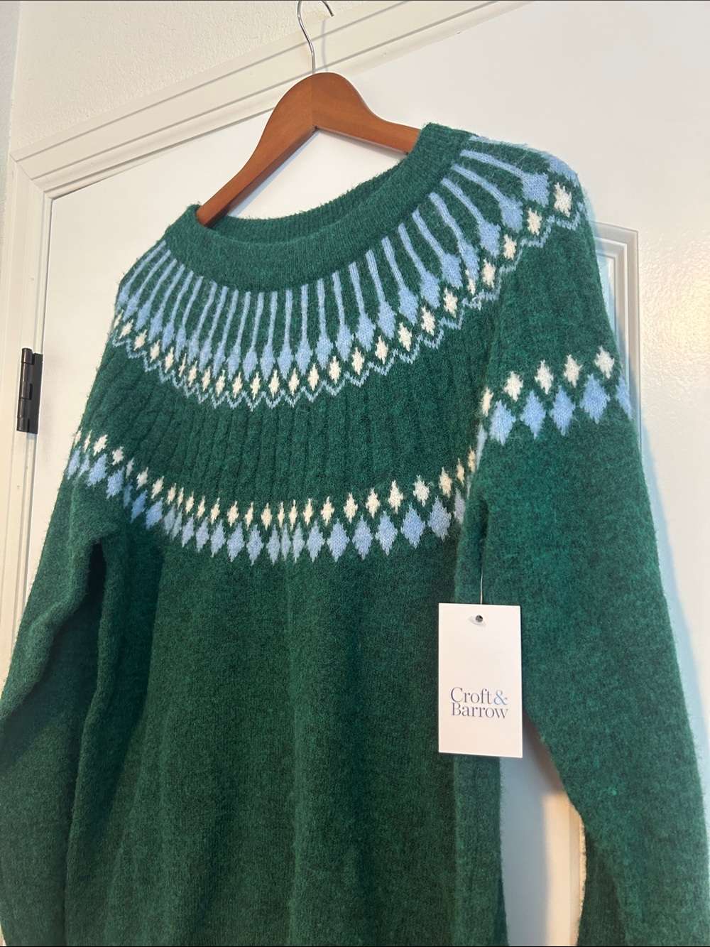 NWT croft & barrow Green Fair Isle Sweater Size Large - Picture 2 of 8